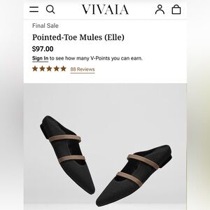 Vivaia black & tan mule style flats